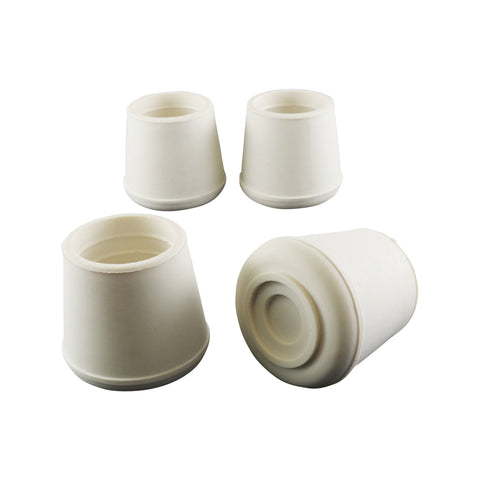 Surface Gard 25mm White Round External Rubber Chair Tips - 4 Pack