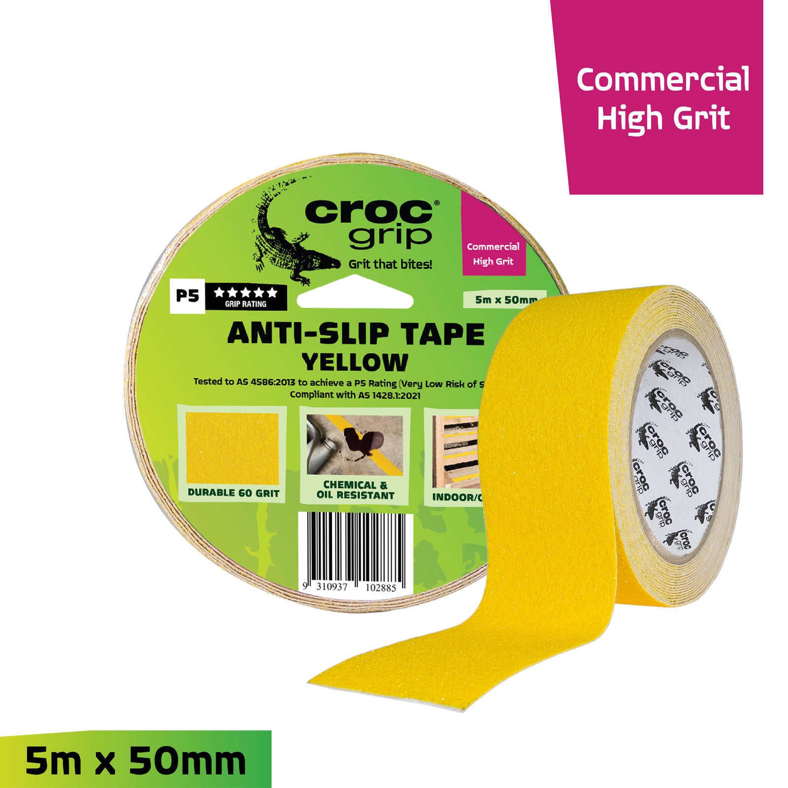 Croc Grip 5m x 50mm Yellow Anti-Slip Tape