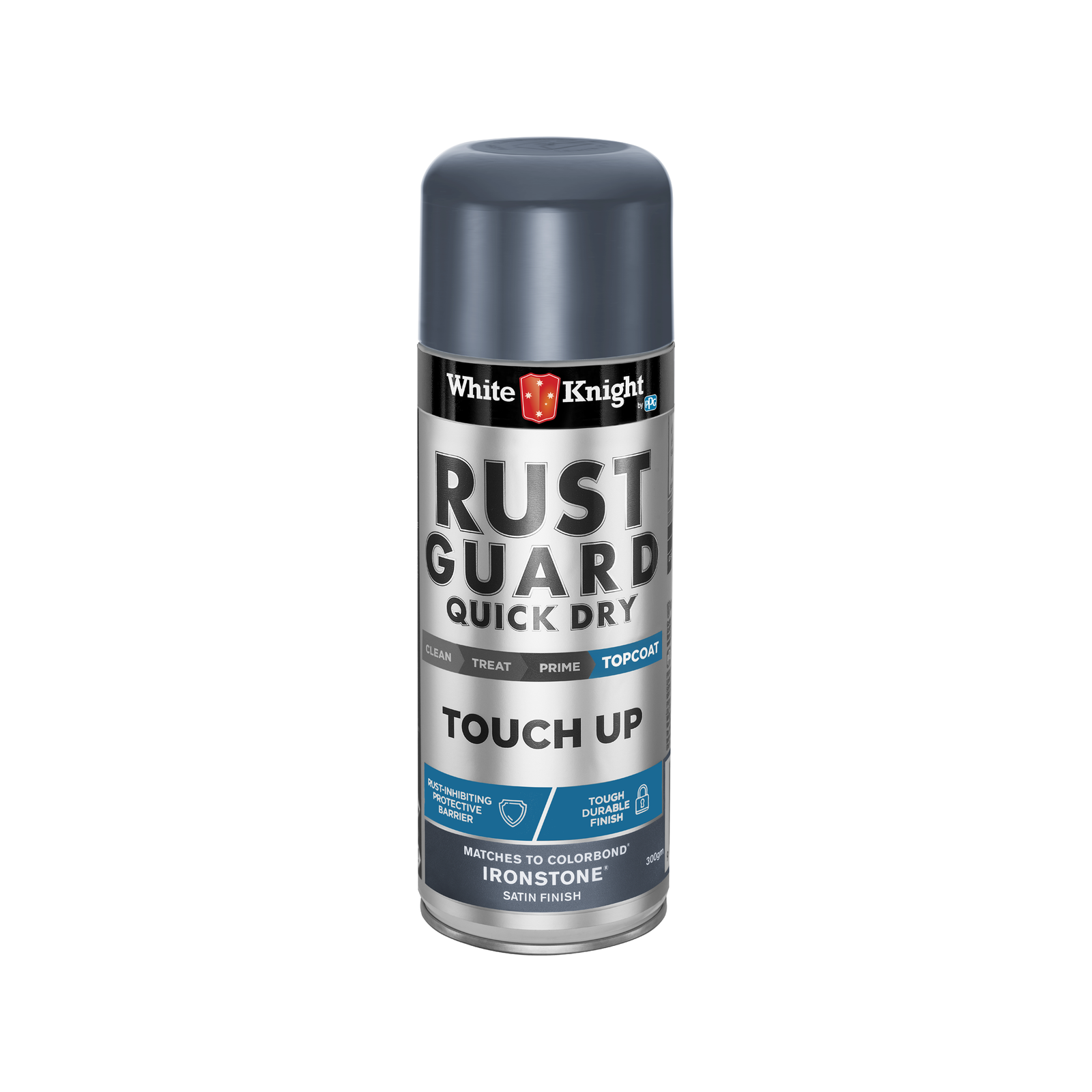 White Knight Rust Guard Touch Up Spray Paint 300g Ironstone Satin