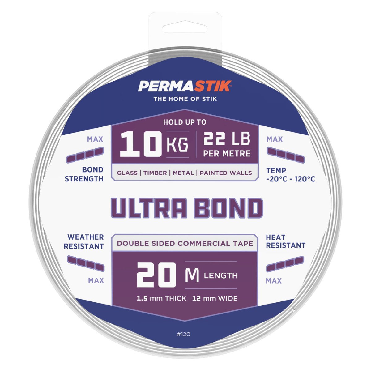 Permastik 12mm x 20m Foam Ultra Bond Mounting Tape Outdoor White