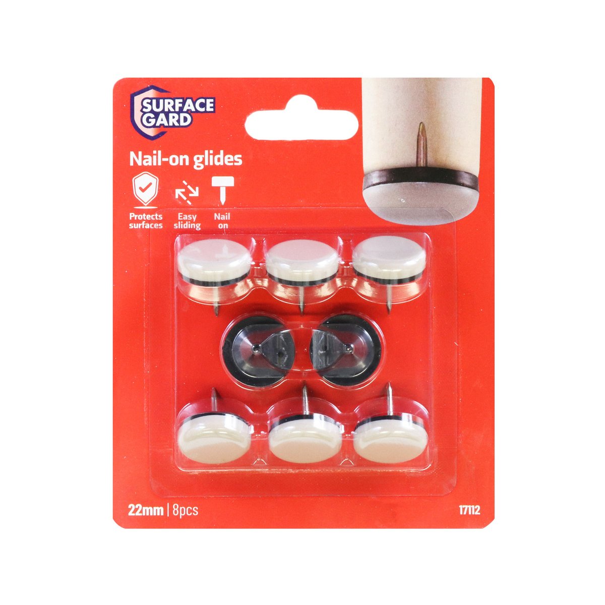 Surface Gard Nail On Slide Glides - 22mm - Rubber - Easy Installation - 8 Pack - SuperSaverAU - view 4