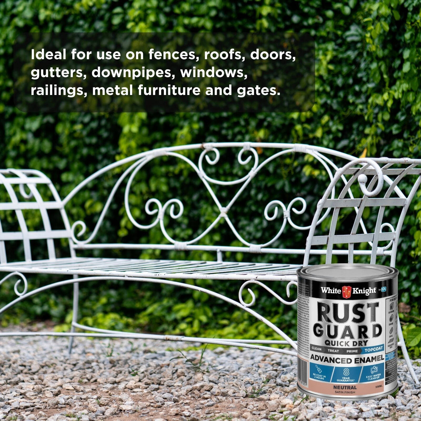 White Knight Rust Guard 500ml Neutral Satin Quick Dry Advanced Enamel Paint