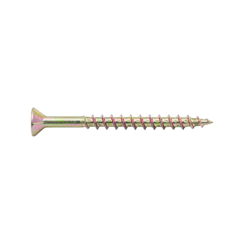 Zenith 8G x 50mm Gold Passivated Countersunk Rib Head Chipboard Screws - 50 Pack