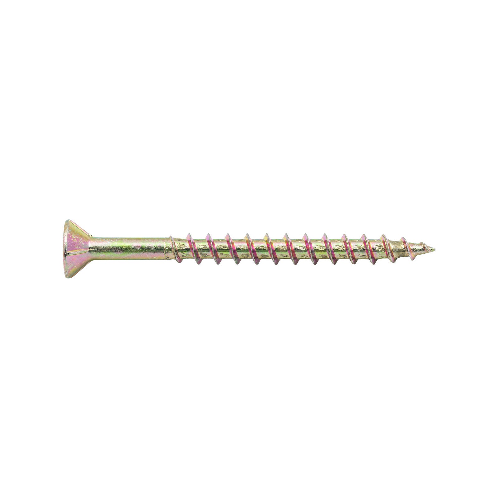 Zenith 8G x 50mm Gold Passivated Countersunk Rib Head Chipboard Screws - 50 Pack