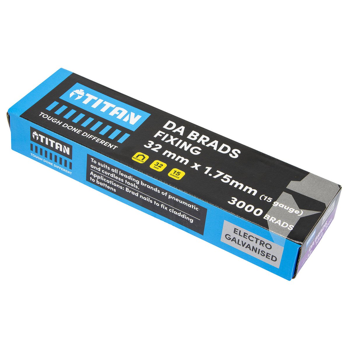 Titan 32 x 1.75mm 15 Gauge Electro Galvanised 34 Degree Angled DA Brads - 3000 Pack