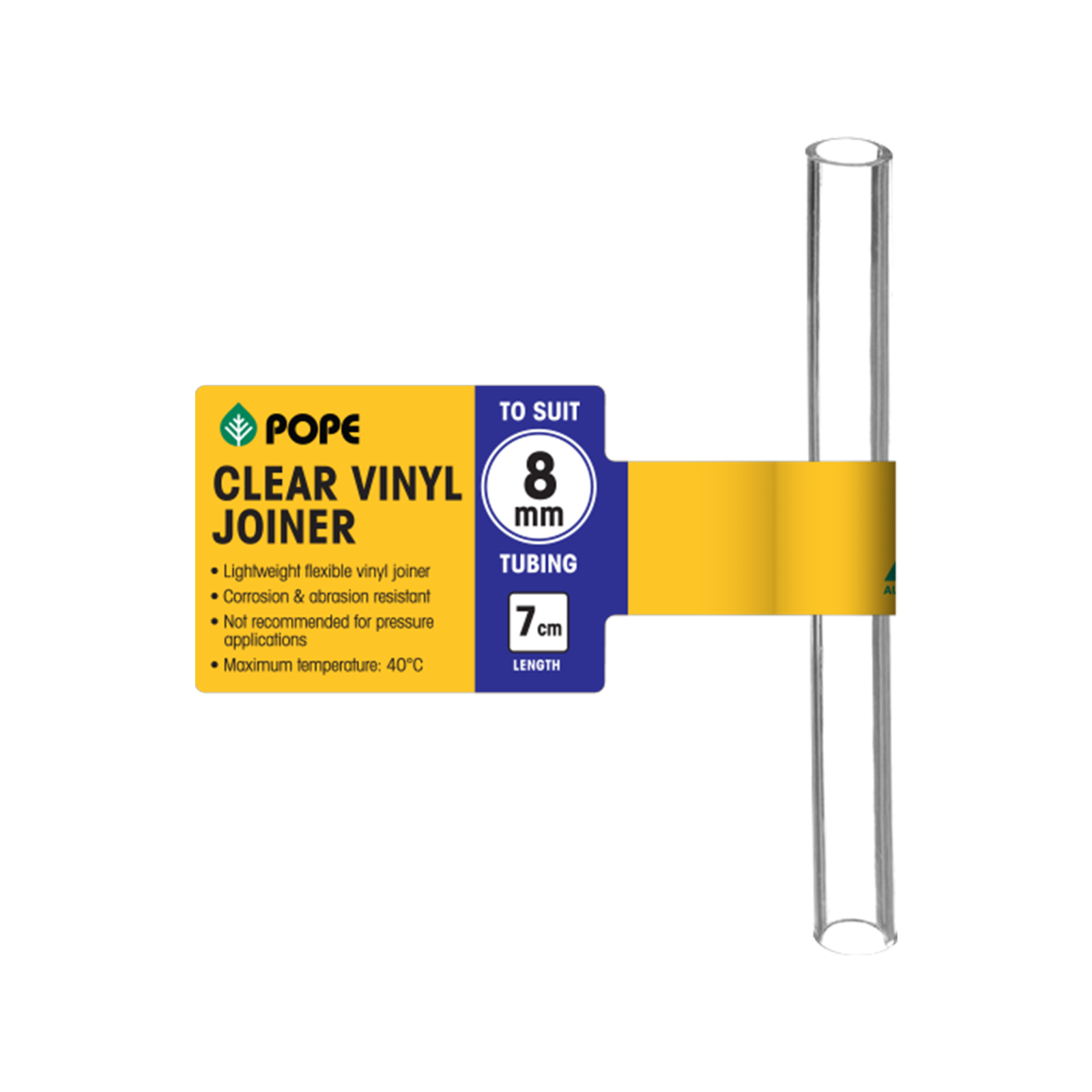 Pope 8mm x 7cm Clear PVC Vinyl Tubing Joiner