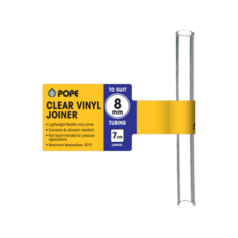 Pope 8mm x 7cm Clear PVC Vinyl Tubing Joiner