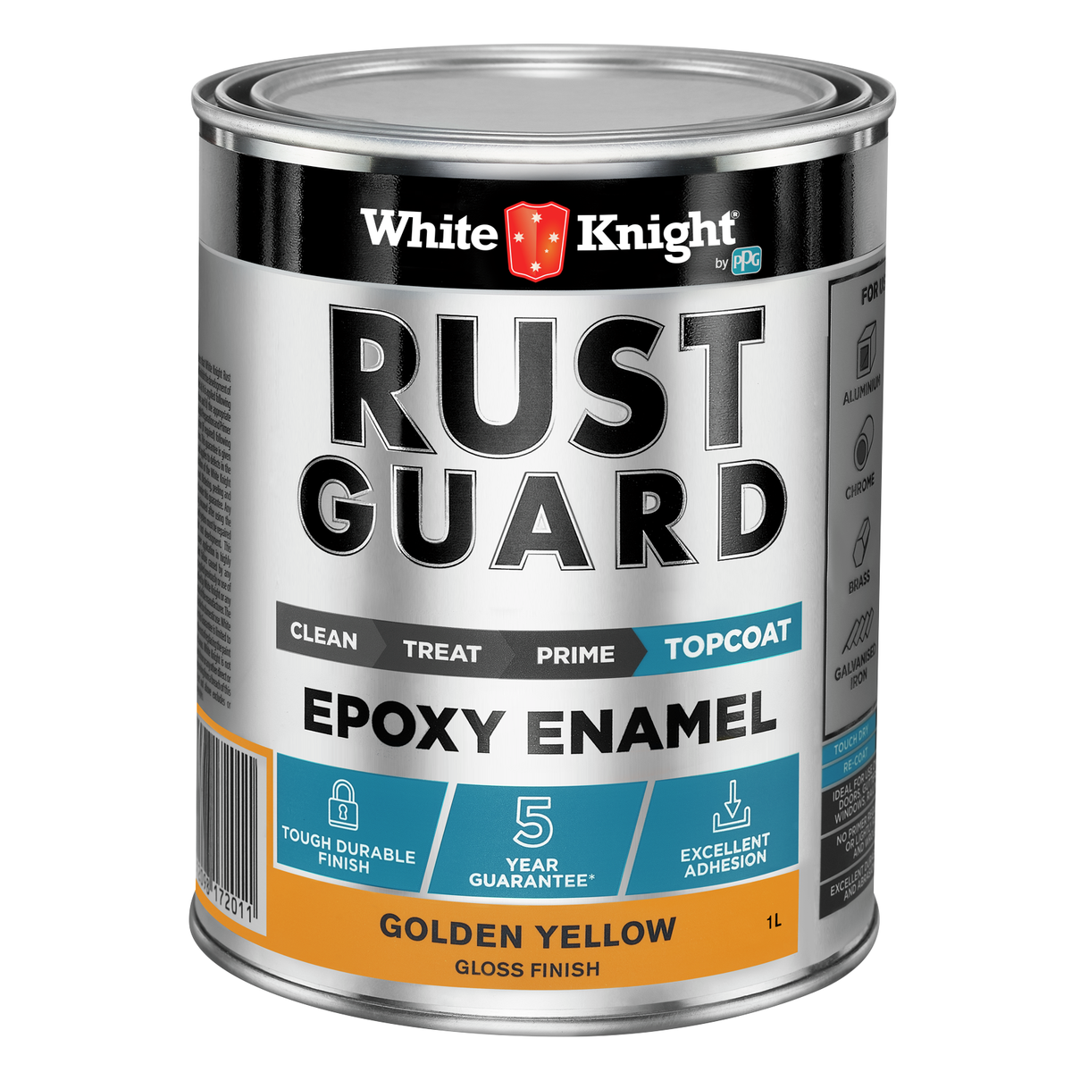 White Knight Rust Guard Epoxy Enamel Paint 1L Golden Yellow - UV-Resistant, Durable - SuperSaverAU - view 1