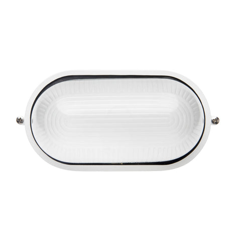 Brilliant Davis 9W White Oval LED Bunker Light Aluminium Weather Resistant Outdoor
