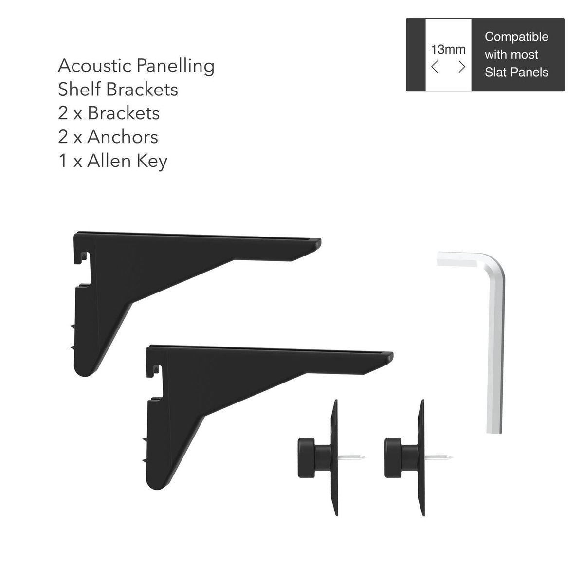 Mode Acoustic Panelling Shelf Brackets 2 Pack - 13mm x 90mm x 166mm - Black - Easy Installation - SuperSaverAU - view 5