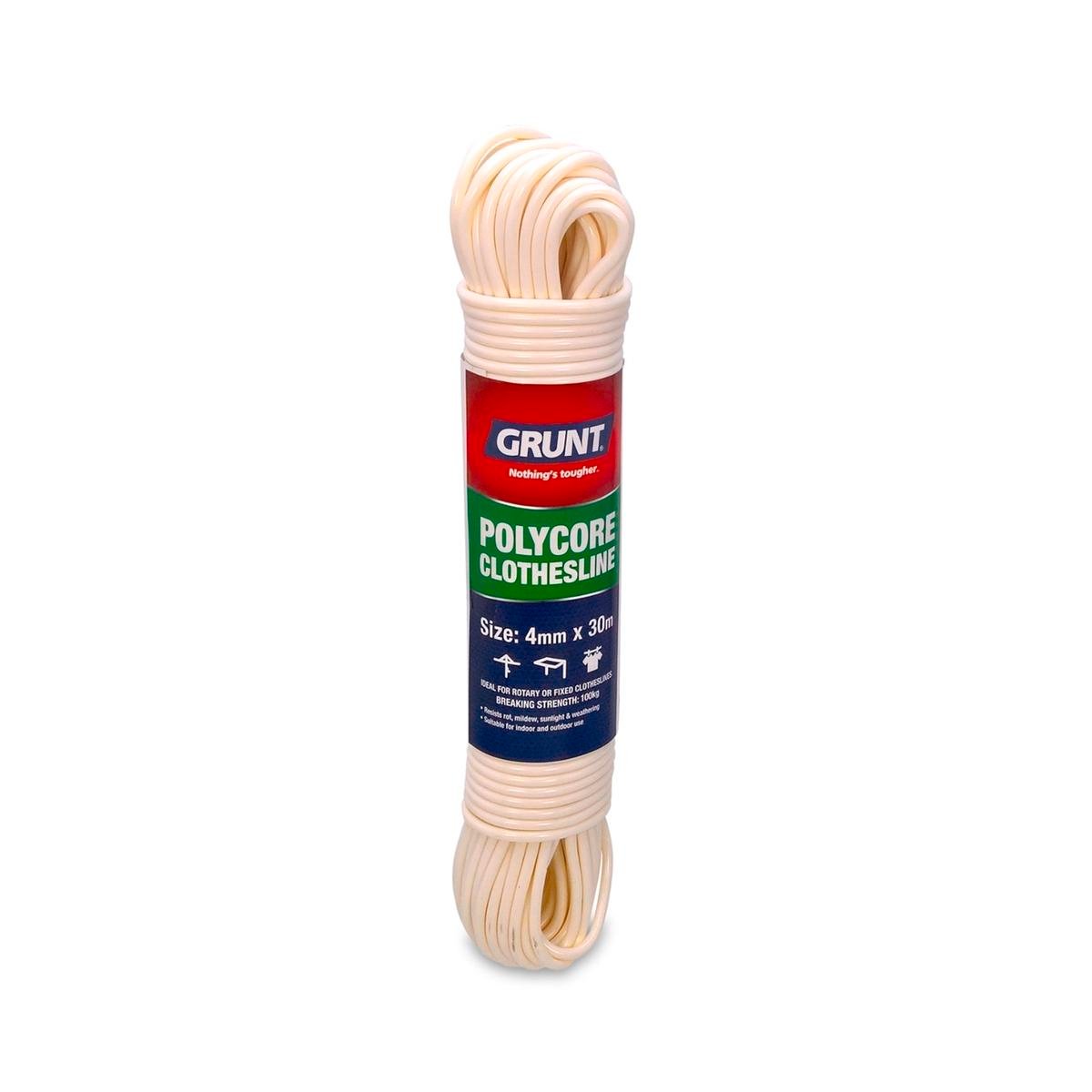 Grunt White Poly Core Clothesline Wire - 4mm x 30m - Durable Outdoor Use - SuperSaverAU - view 1