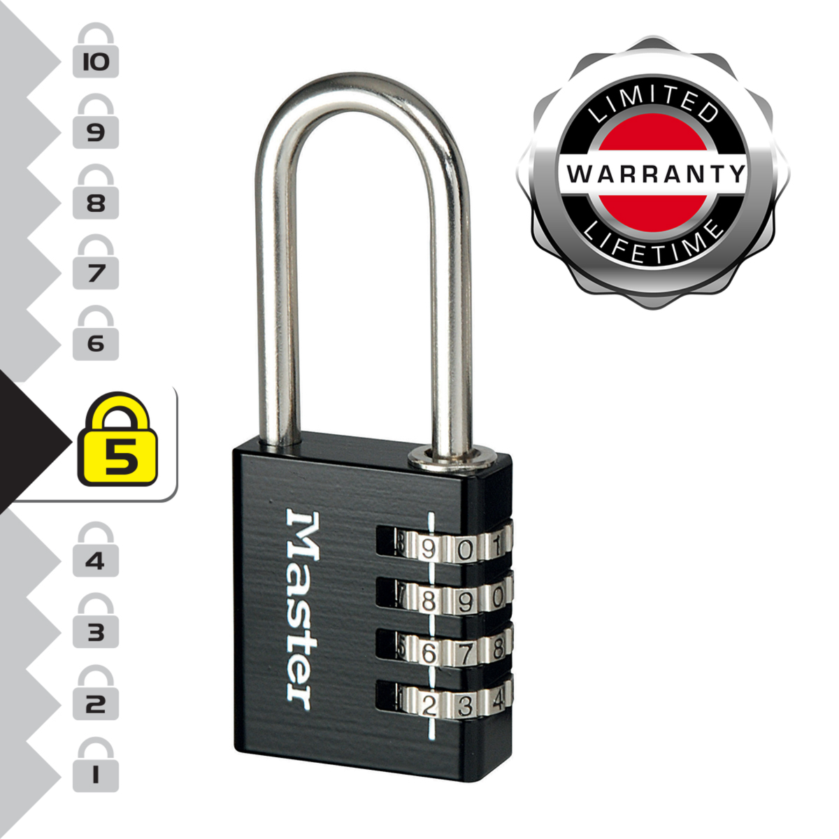 Master Lock 51mm Shackle Combination Padlock Solid Aluminium Brass Steel