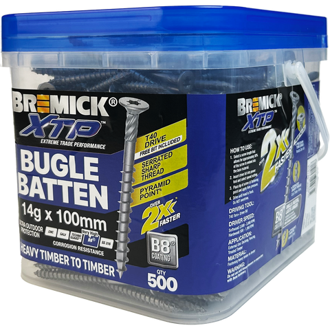Bremick XTP Bugle Batten 14g x 100mm T40 B8 - 500 Pack - Fast Installation - SuperSaverAU - view 1