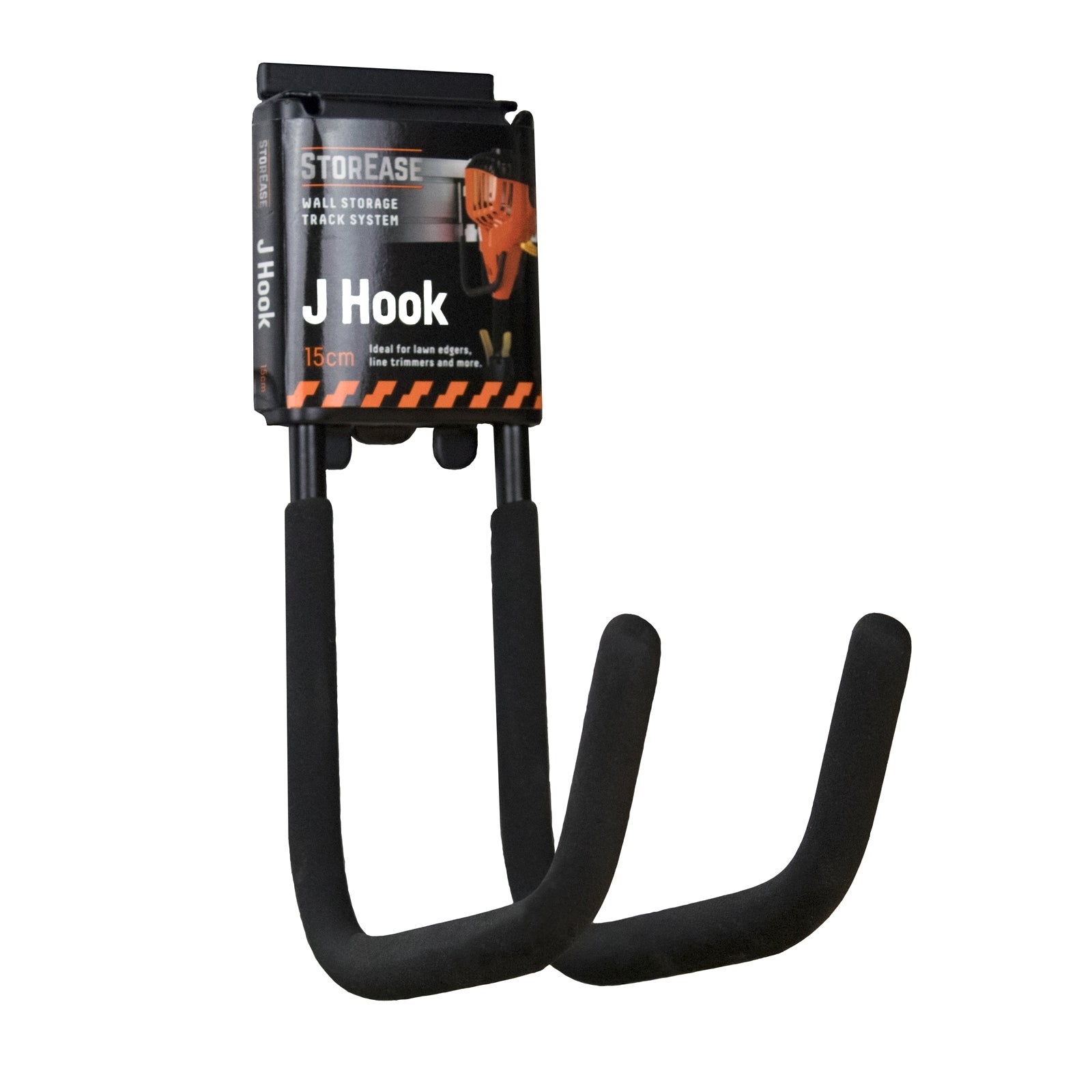 StorEase 150mm Black Powder-Coated Steel J Hook 18kg