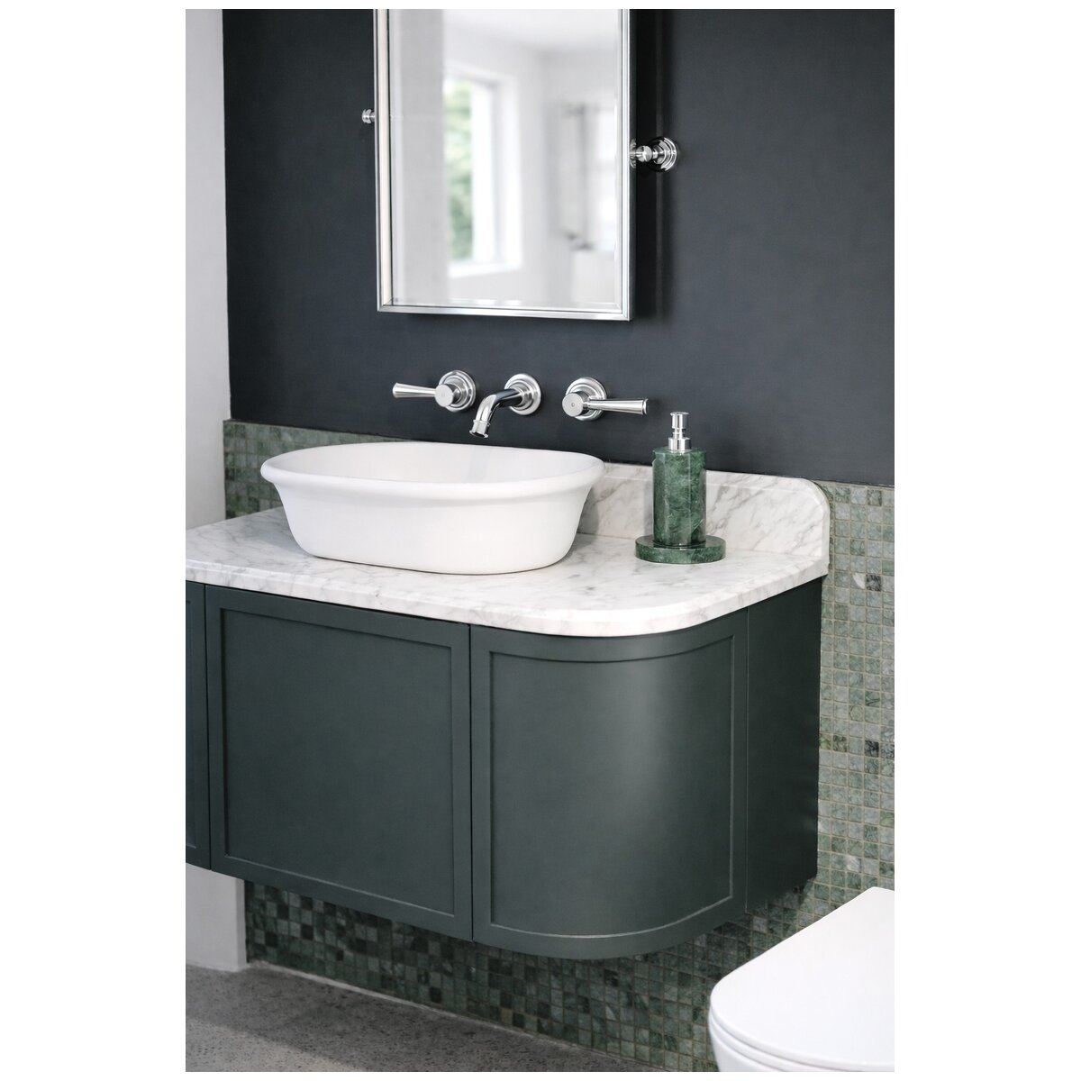 Turner Hastings Evara Wall Hung Vanity - Real Marble Top, Aegean Blue Finish, No Taphole - EV955-AB-NTH