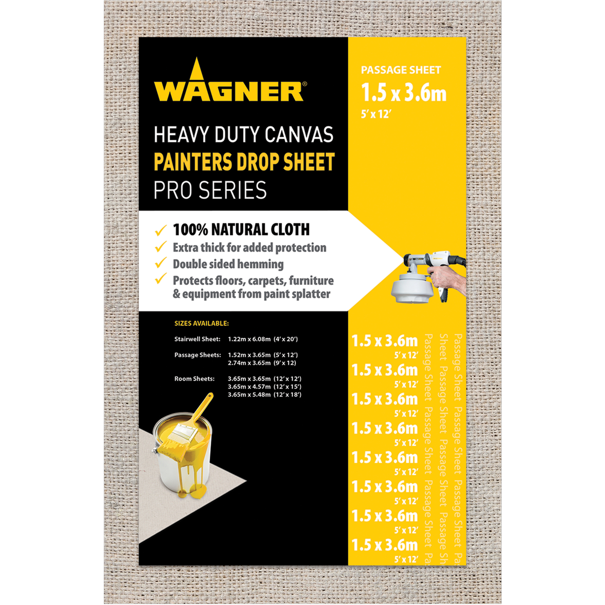 Wagner 1.5 x 3.6m Heavy Duty Cotton Canvas Drop Sheet