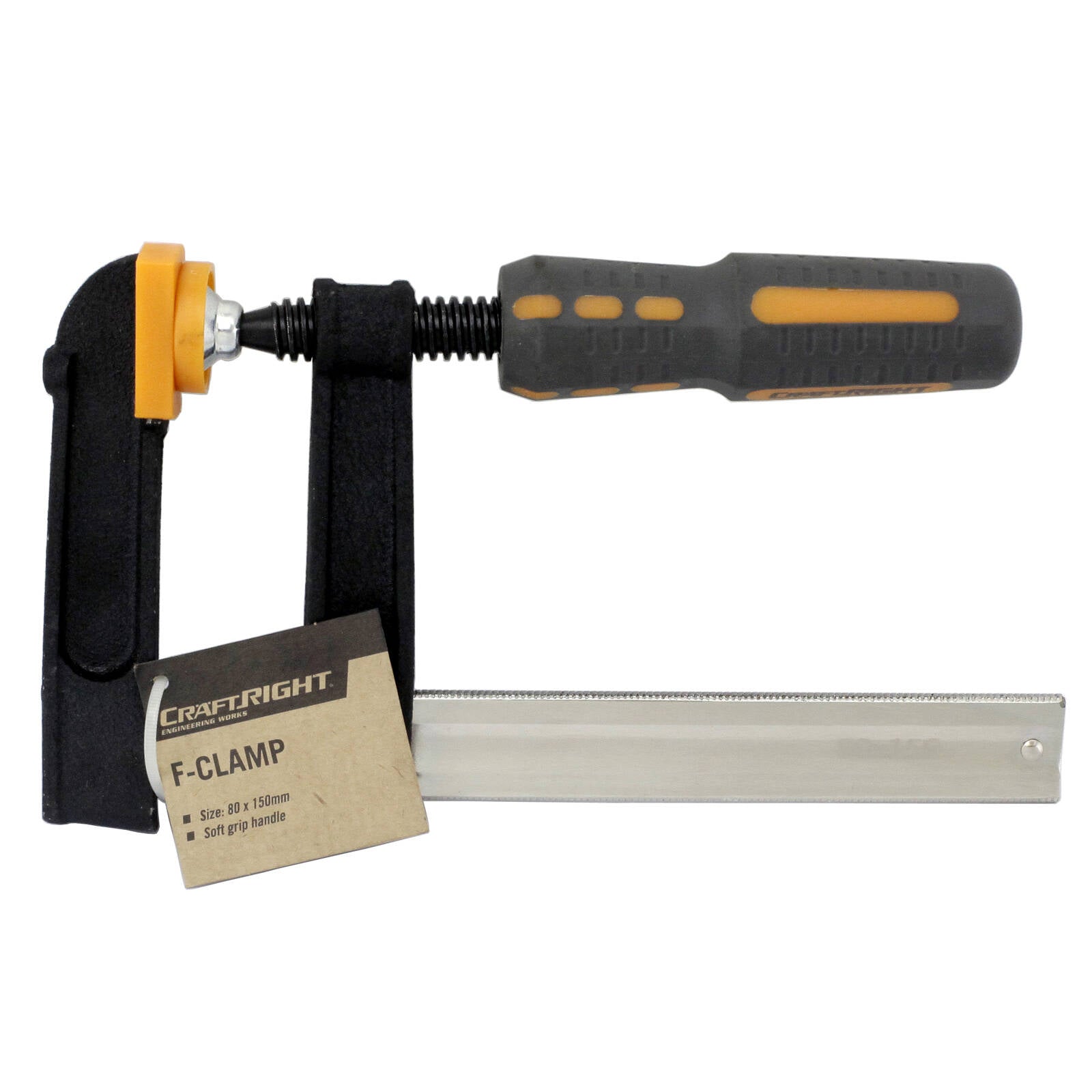 Craftright 80 x 150mm F Clamp, Malleable Cast Iron, 80mm Throat, 150mm Jaw