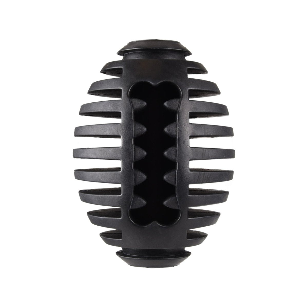 Gladiator 12cm Black Rubber Rugby Dog Toy - Durable - Dental Care - Treat Filling - SuperSaverAU - view 2