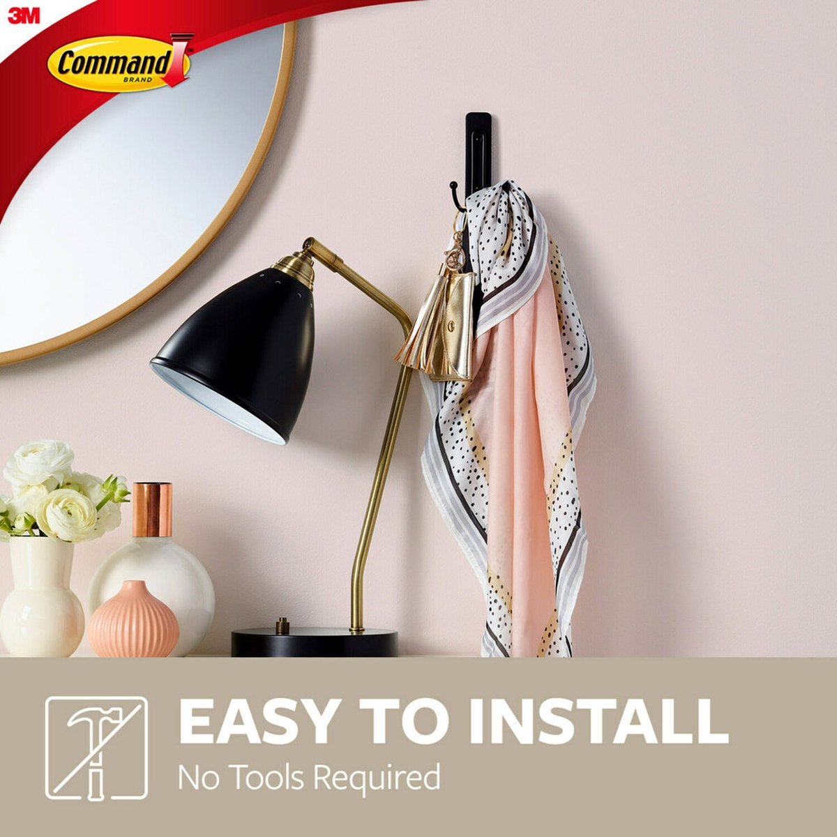 Command Matte Black Adhesive Hooks - Damage Free, 3 Pack Combo