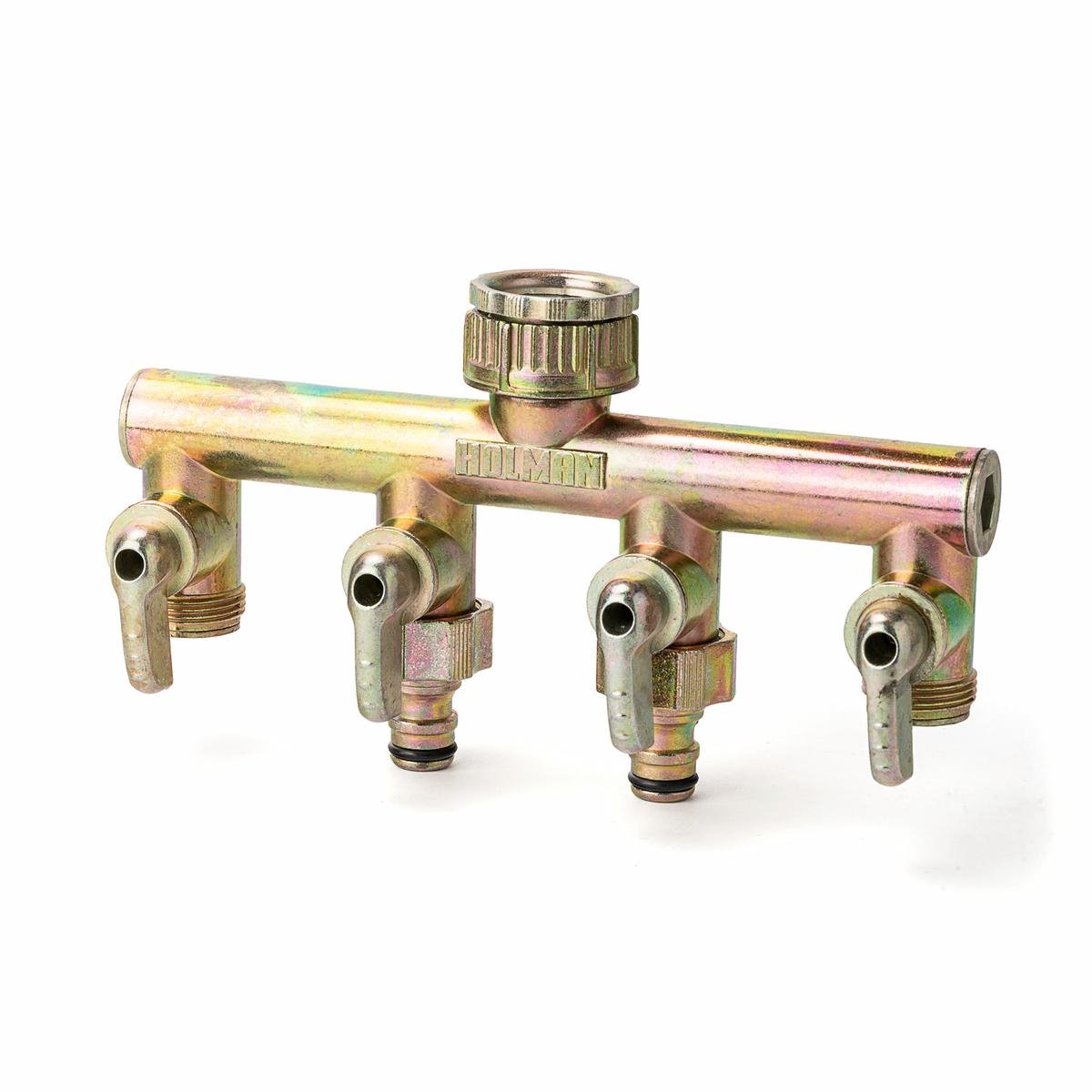 Holman 4 Way Metal Tap Outlet Manifold, Gold Die-Cast, Suits 1" & 3/4" Taps