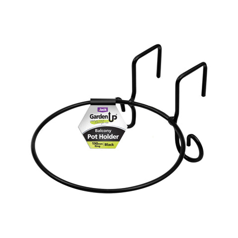 Jack 190mm Black PVC Coated Steel Outdoor Pot Holder with Drainage
