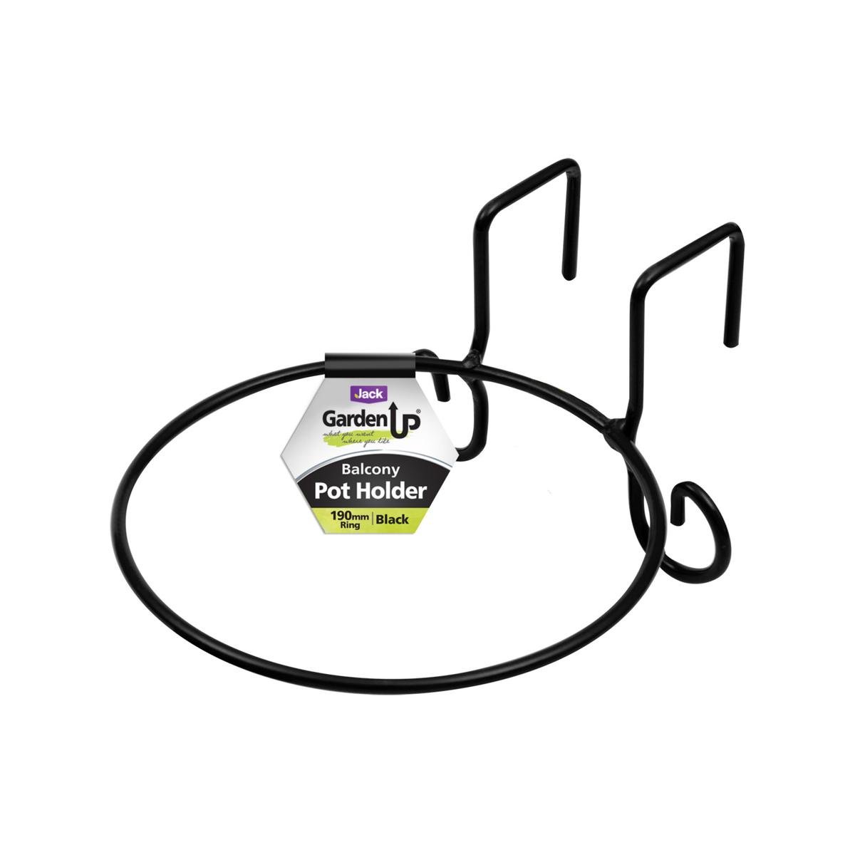 Jack 190mm Black PVC Coated Steel Outdoor Pot Holder with Drainage