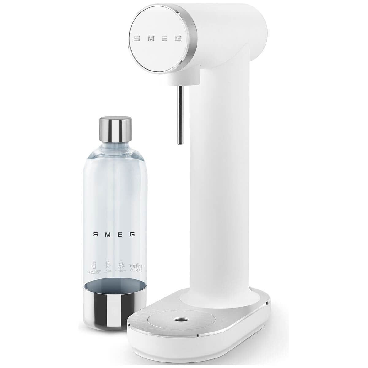 Smeg soda maker - White, electricity-free operation, Tritan Renew bottle, front knob control - SKC01WHMAU