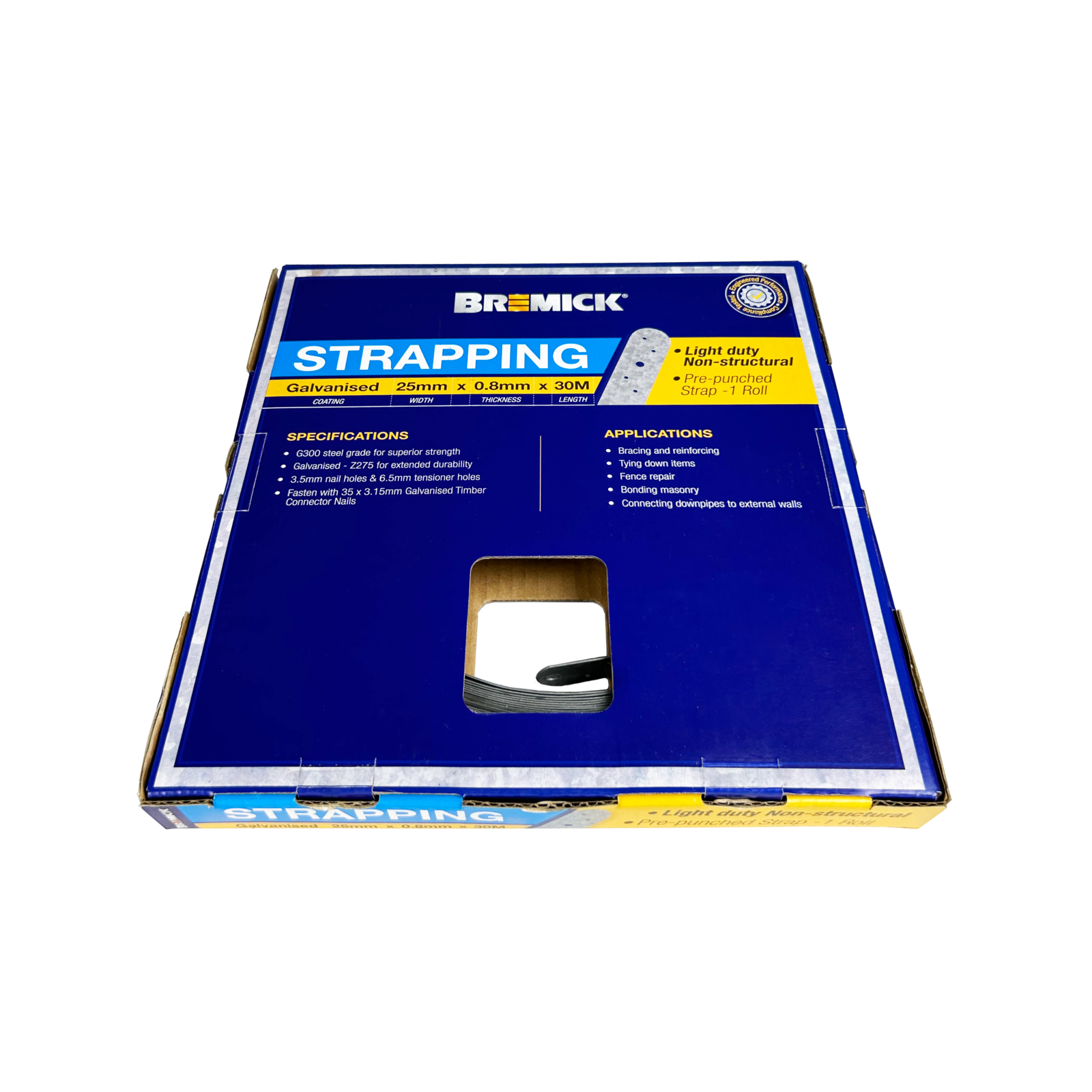 Bremick 25mm x 0.8mm x 30m Galvanised Strapping for Bracing