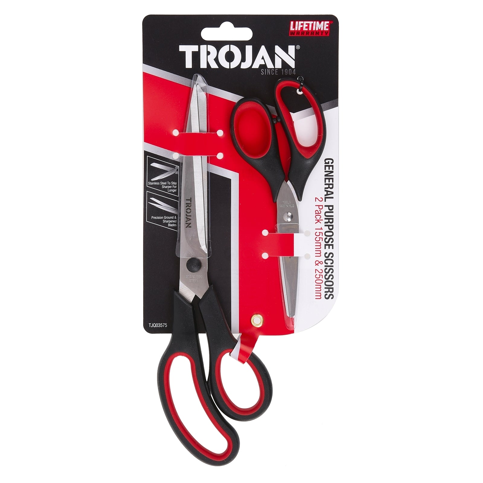 Trojan General Purpose Scissors 155mm & 230mm - 2 Pack