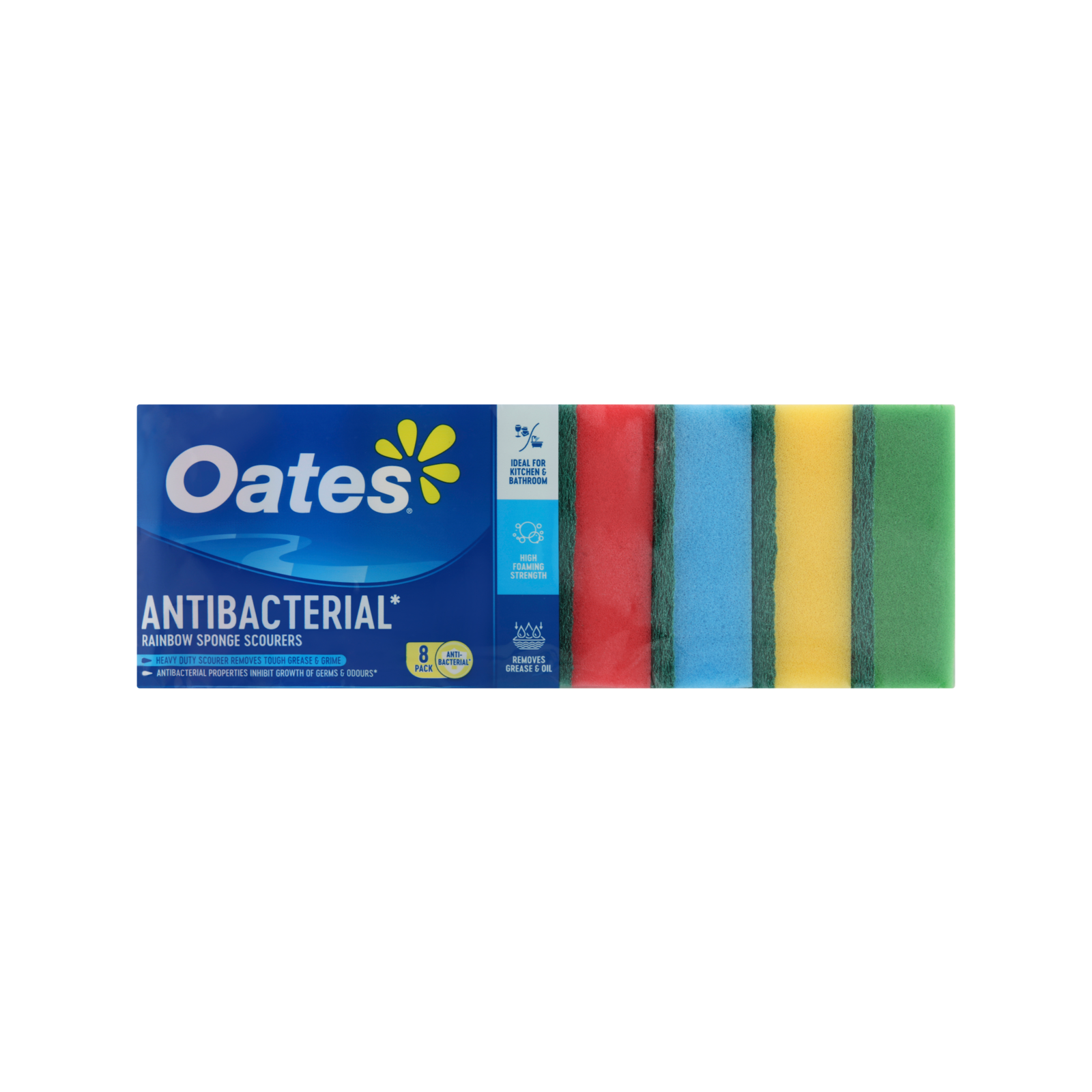 Oates Antibacterial Rainbow Sponge Scourers - 8 Pack