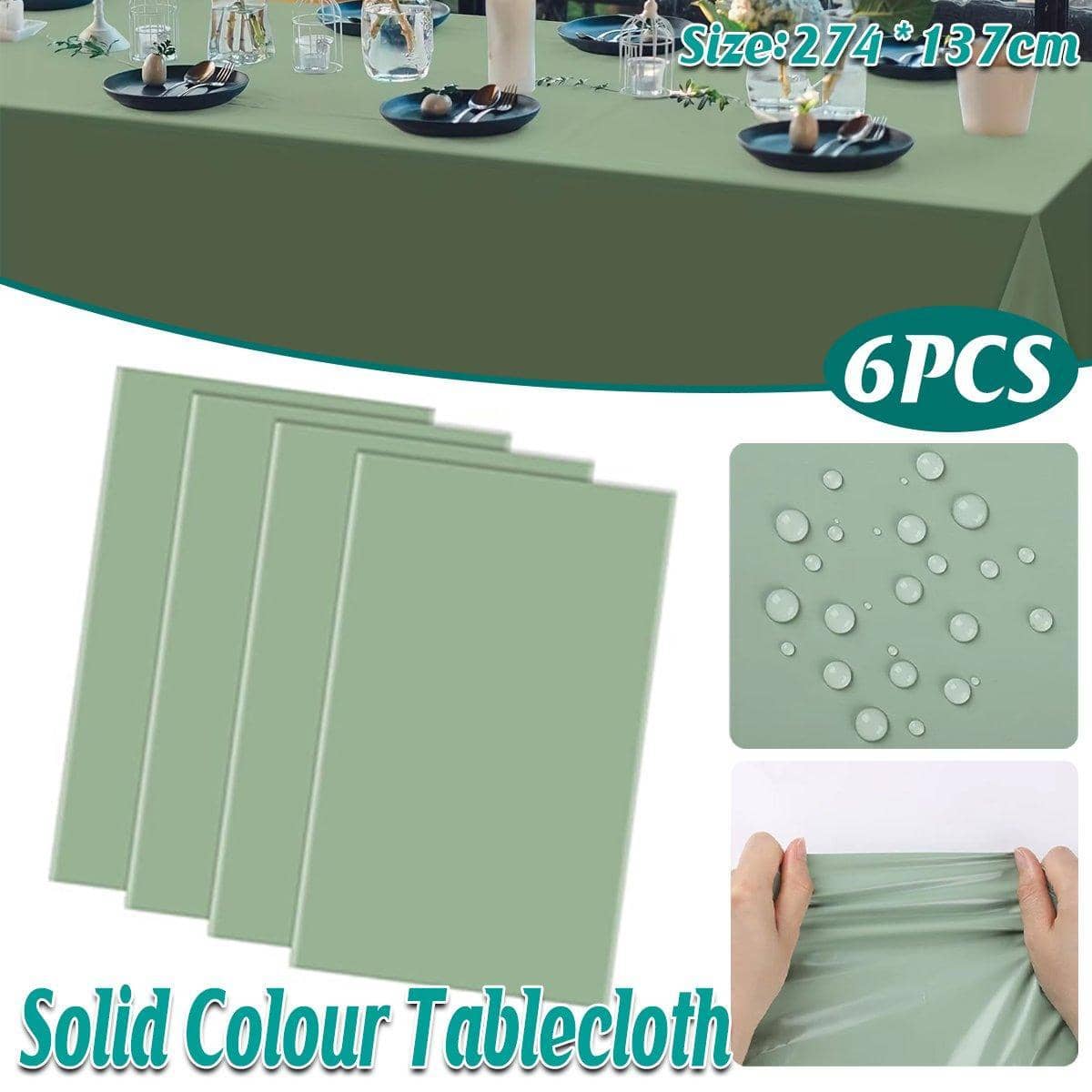 6 Pack Green Disposable Tablecloths - 274 x 137 cm