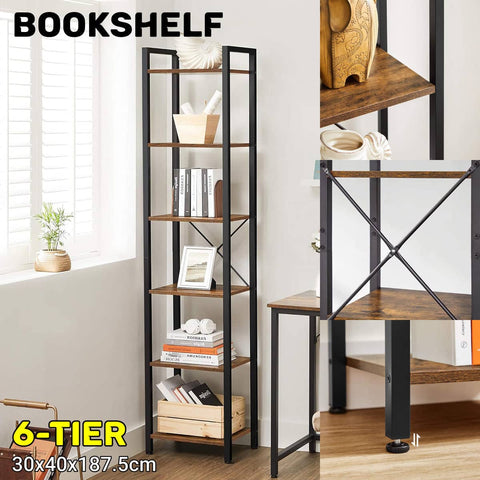 6 Tier Corner Bookshelf Organiser Space Saving for Living Room, Bedroom and Study