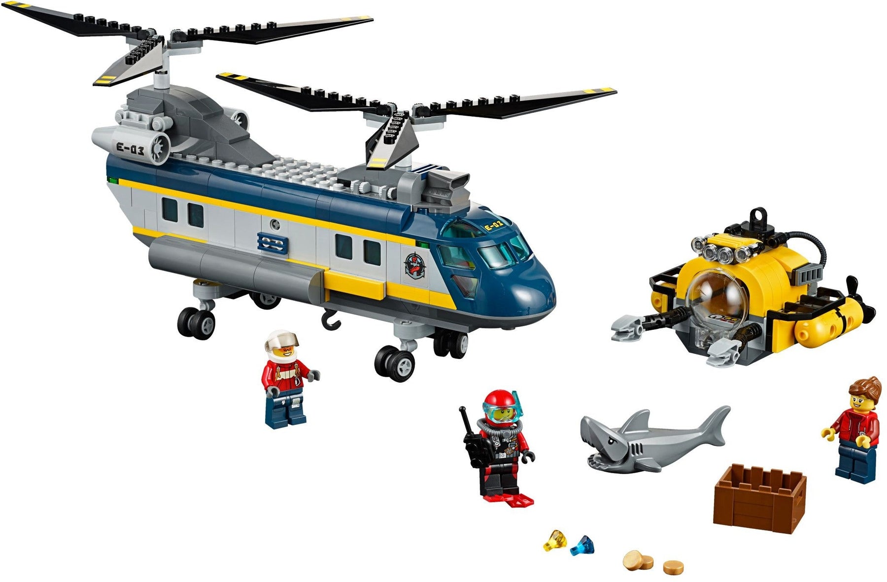 LEGO 60093 Deep Sea Helicopter Rescue Set with Submarine & Diver - SuperSaverAU - view 7