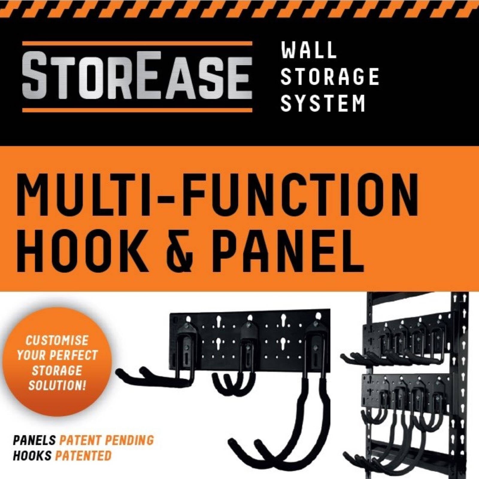 StorEase 10 Piece Wall Storage System Multi-Function Starter Kit, Black, Indoor
