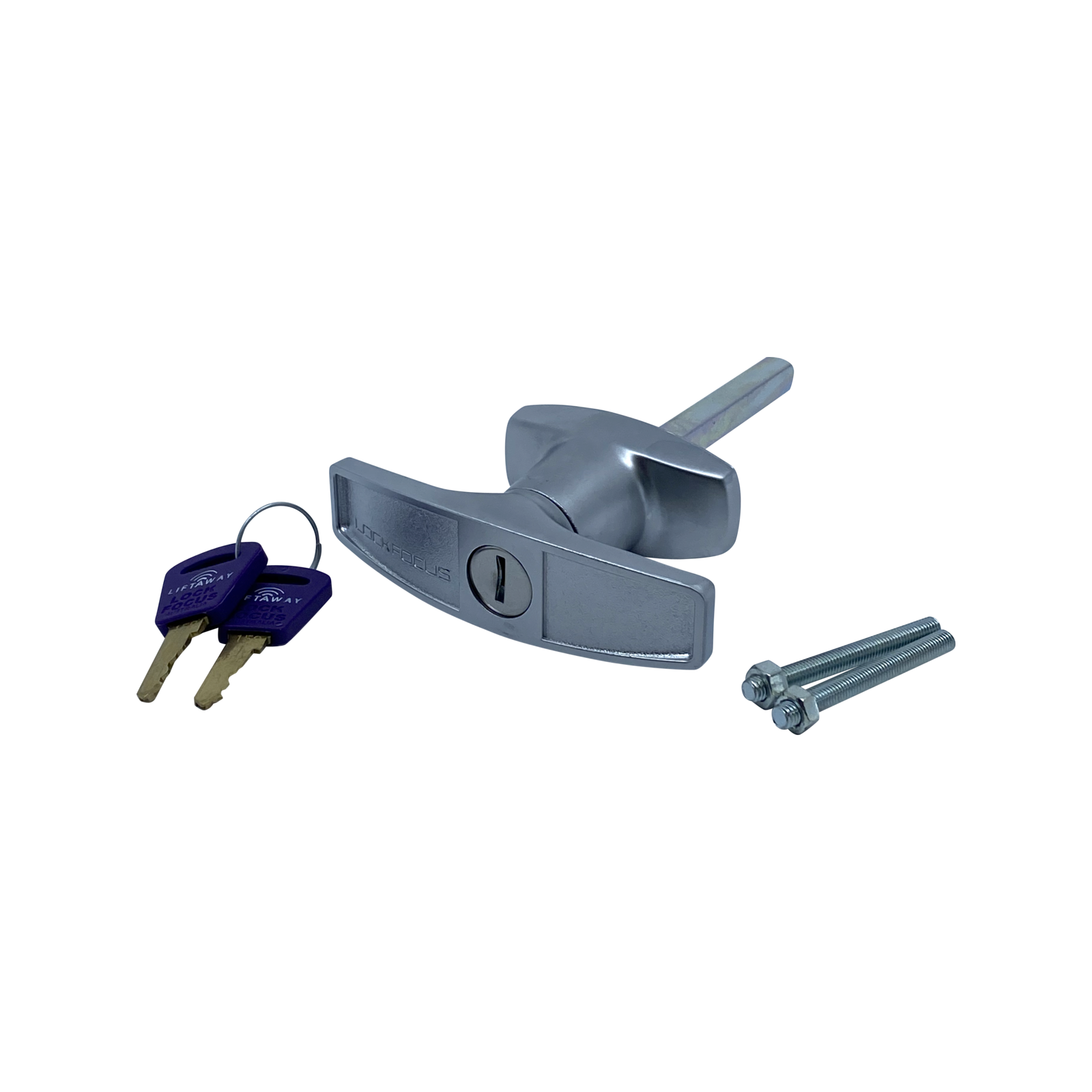 Liftaway Rear Fix T-Handle Garage Door Lock, Steel, Satin, 2 Keys
