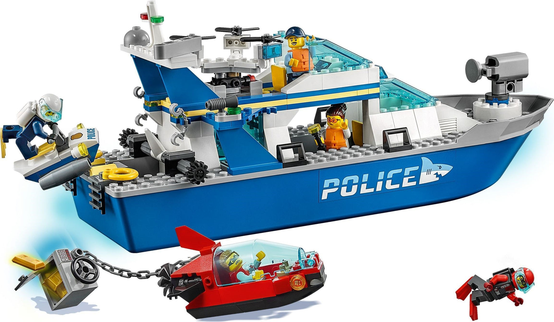 LEGO 60277 Police Patrol Boat: Floating Toy with TV Characters - SuperSaverAU - view 7