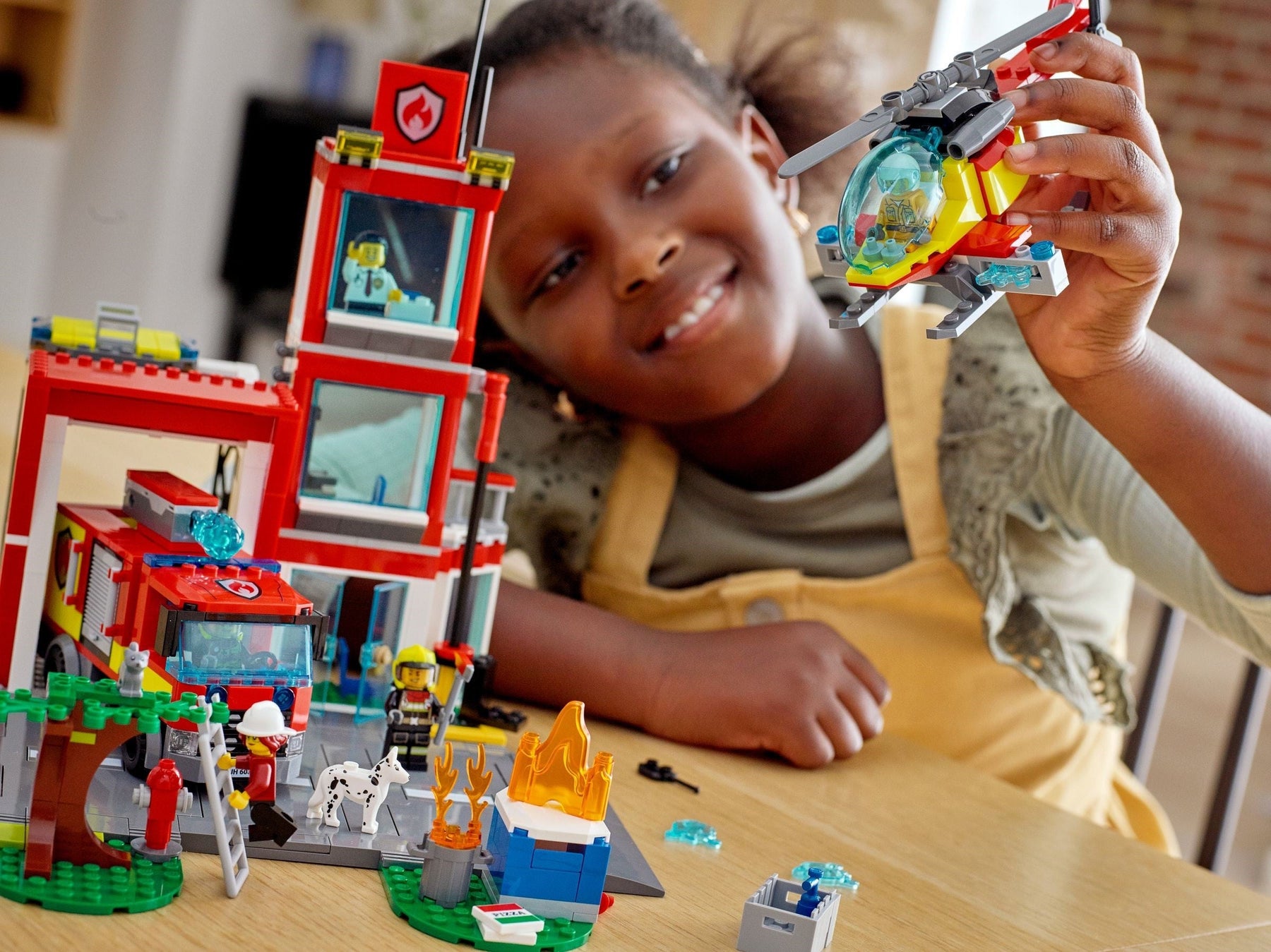LEGO 60320 City Fire Station: Fire Truck, Helicopter & Minifigures - SuperSaverAU - view 2