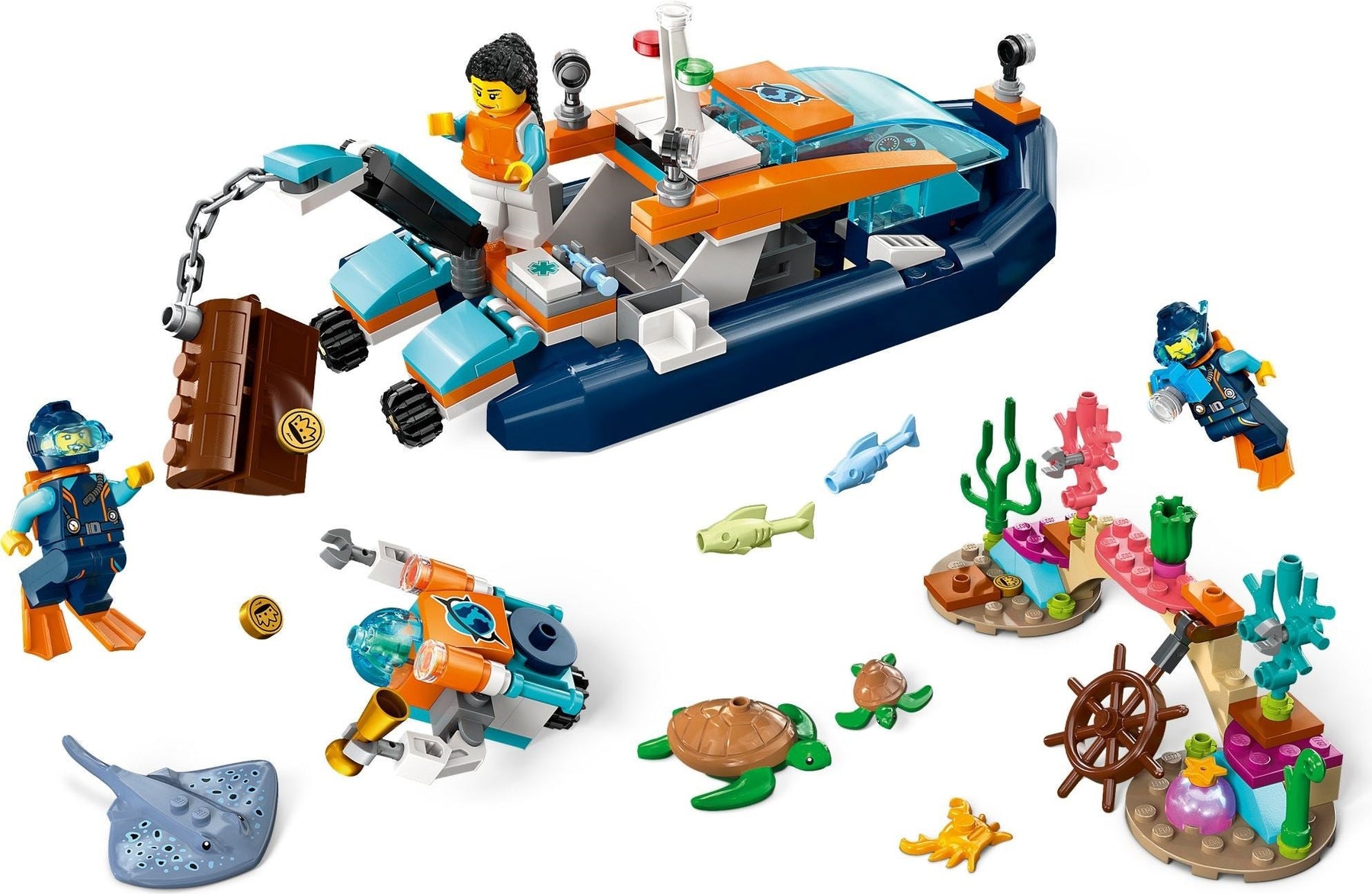 LEGO 60377 Explorer Diving Boat – Ocean Adventure Playset - SuperSaverAU - view 2