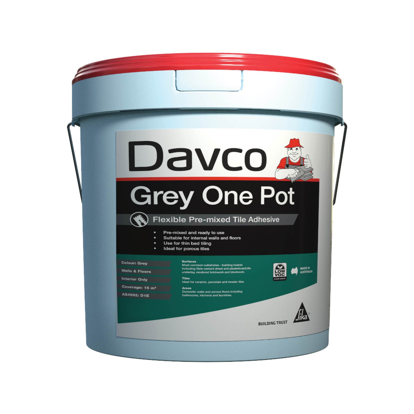 Davco 1L Grey One Pot Premixed Tile Adhesive Acrylic Indoor