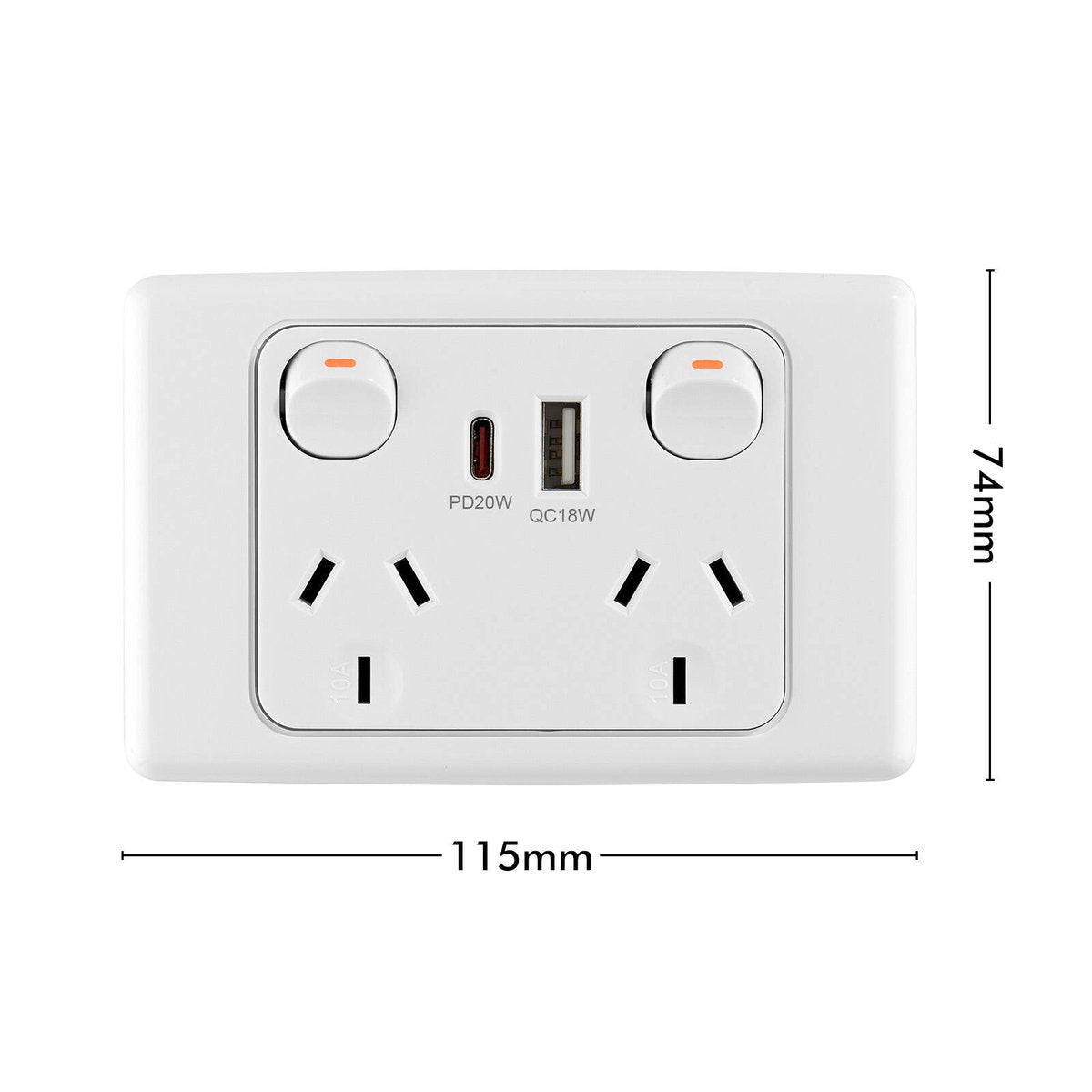 Deta 6000 Double Power Point with USB A+C PD20W Fast Charging - 250V - White - Efficient Charging for Multiple Devices - SuperSaverAU - view 4