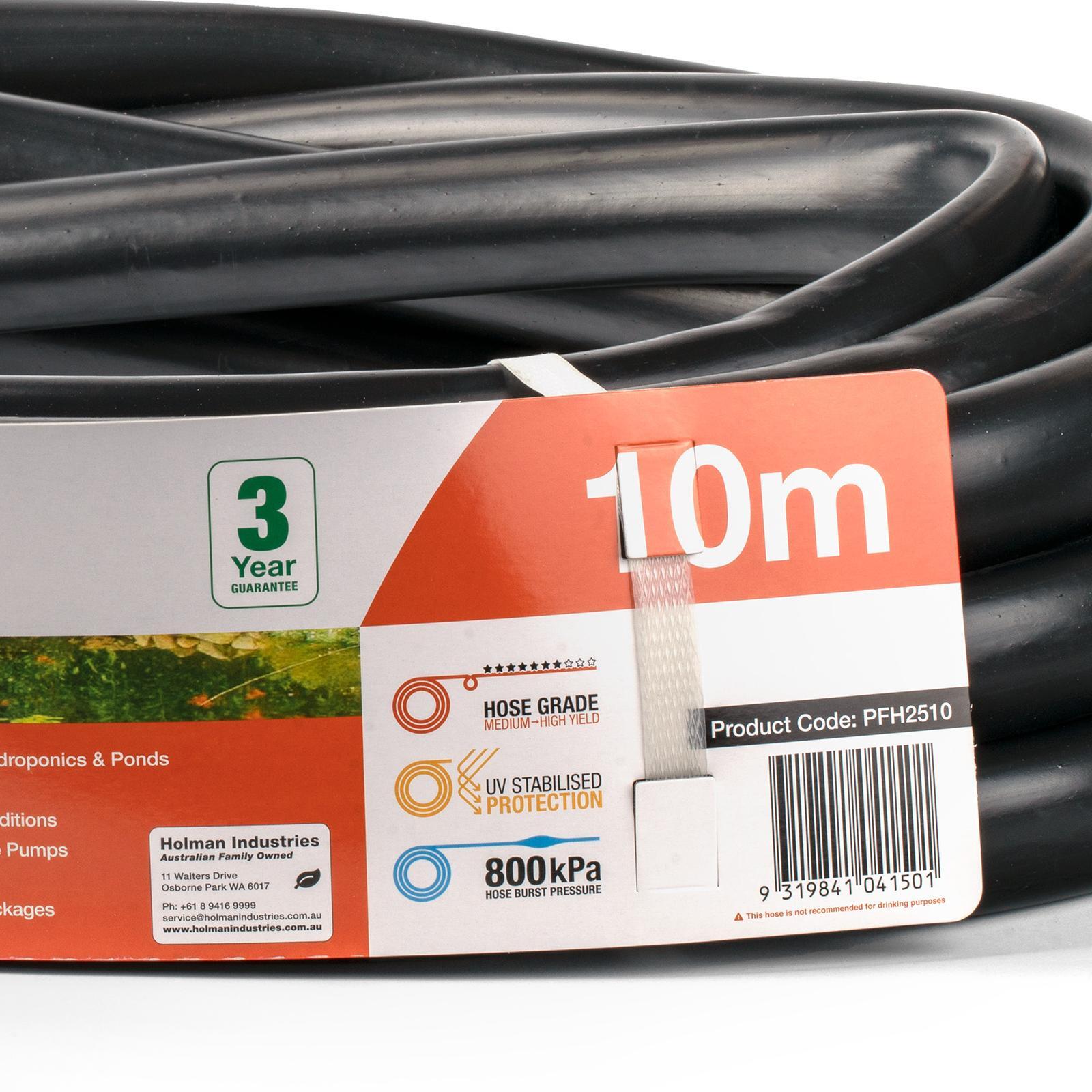 Holman 25mm x 10m Black PVC Flex Tube, 300kPa, Reduces Algae Build-Up