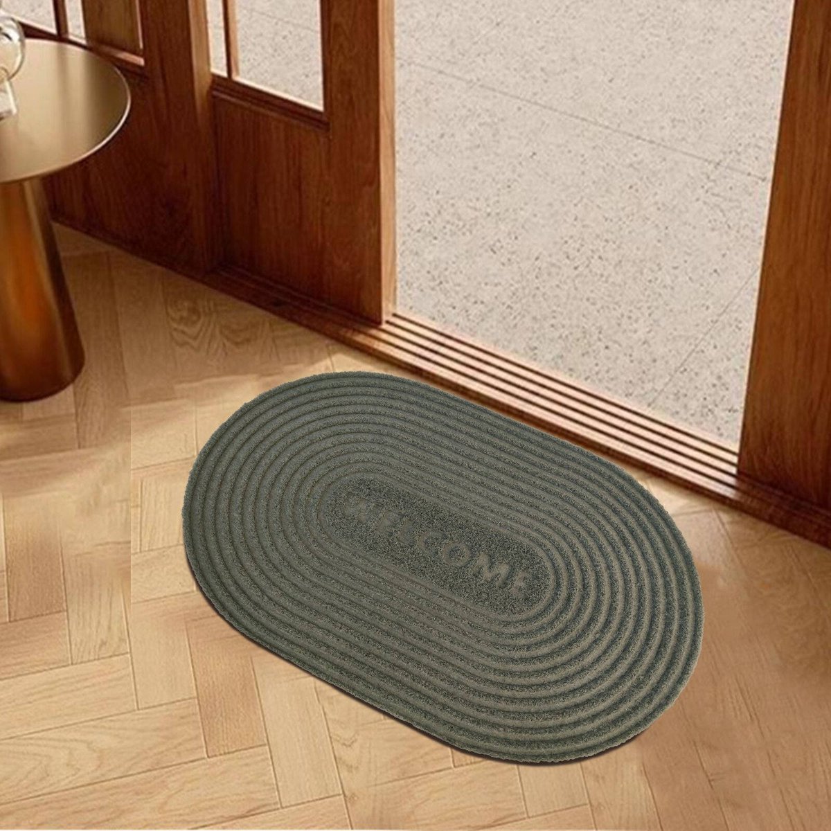 Maxfind Green Oval Scraper Doormat 40 x 60cm - Eco-Friendly Dirt Trapping - SuperSaverAU - view 2