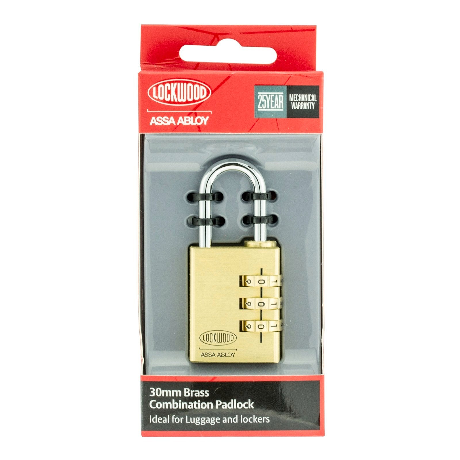 Lockwood 30mm 150 Series Combination Padlock Solid Brass Keyless Lock