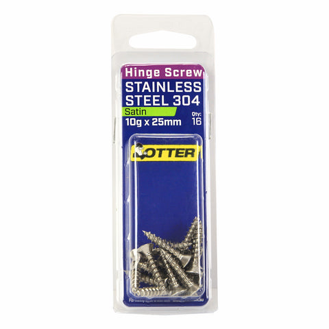 Otter 10 x 25mm Satin Stainless Steel 304 Hinge Screws 16 Pack Countersunk