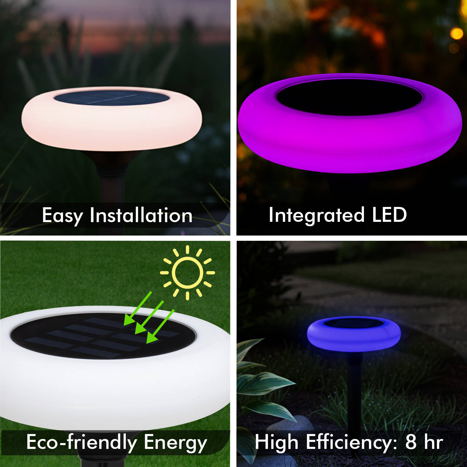 Click Solar RGB Stake Light Black LED Weather Resistant Outdoor Garden Light