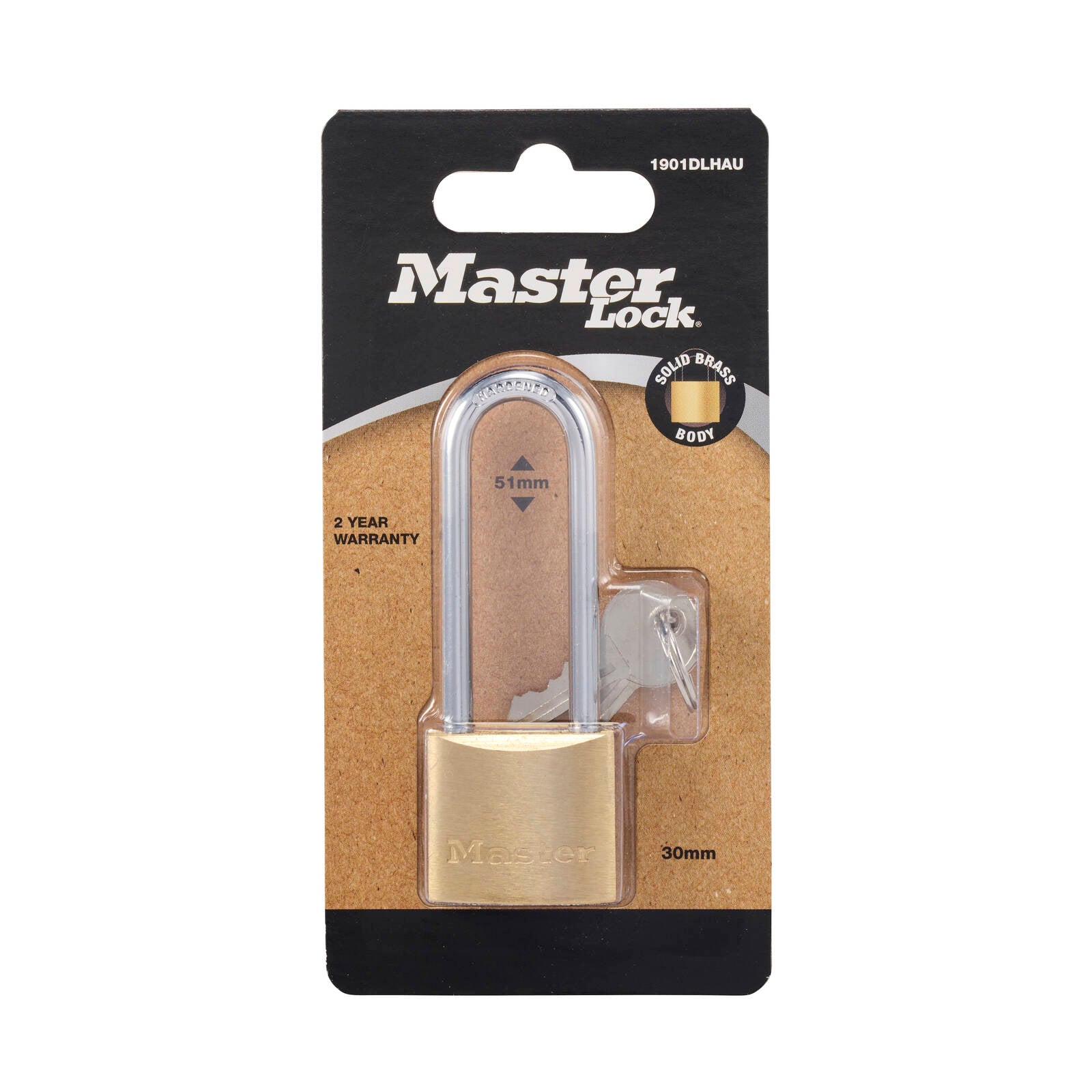 Master Lock 30mm Solid Brass Padlock Hardened Steel Shackle