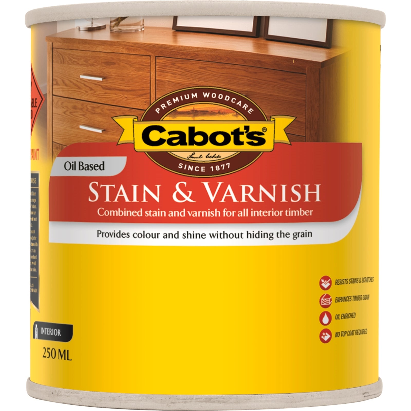 Cabot's 250ml Cedar Satin Oil Based Stain & Varnish, UV Resistant Splatter Resistant Waterproof