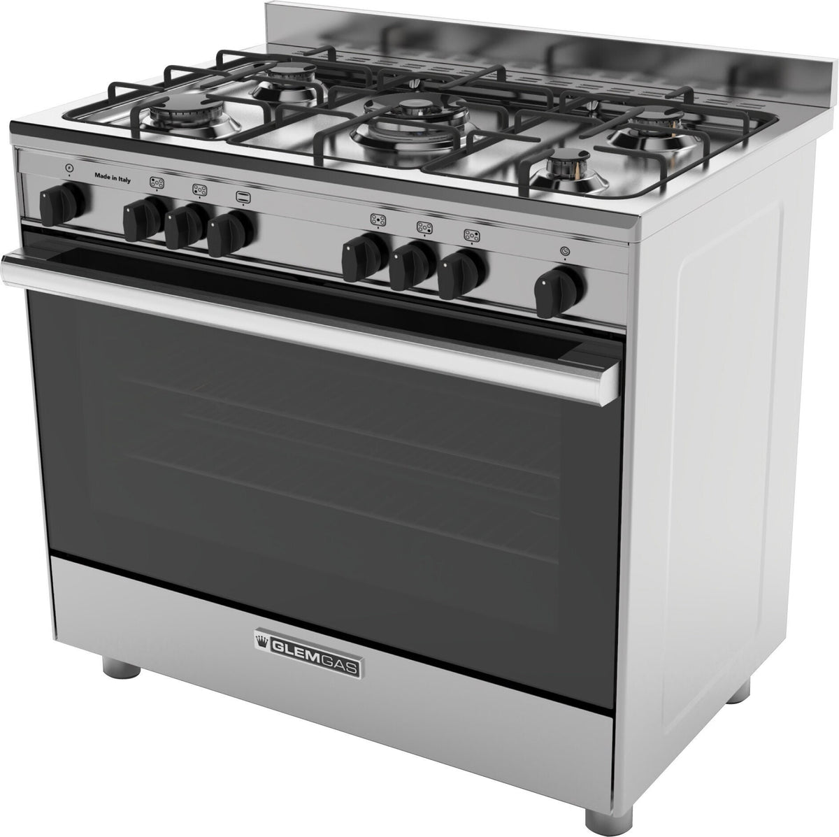 Glem Gas 90cm Gas Oven and Cooktop Freestanding Cooker 140L - Electric Grill, Wok Burner - GB965GG