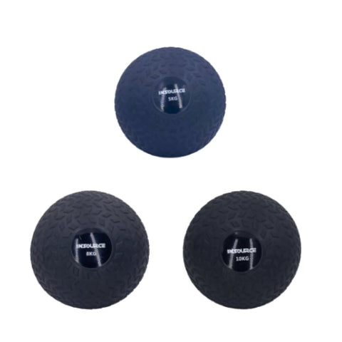 Insource Slam Ball Set - Three Balls at 5kg, 8kg and 10kg, Rubber Coated, Sand Filled - SLBALLSET5810