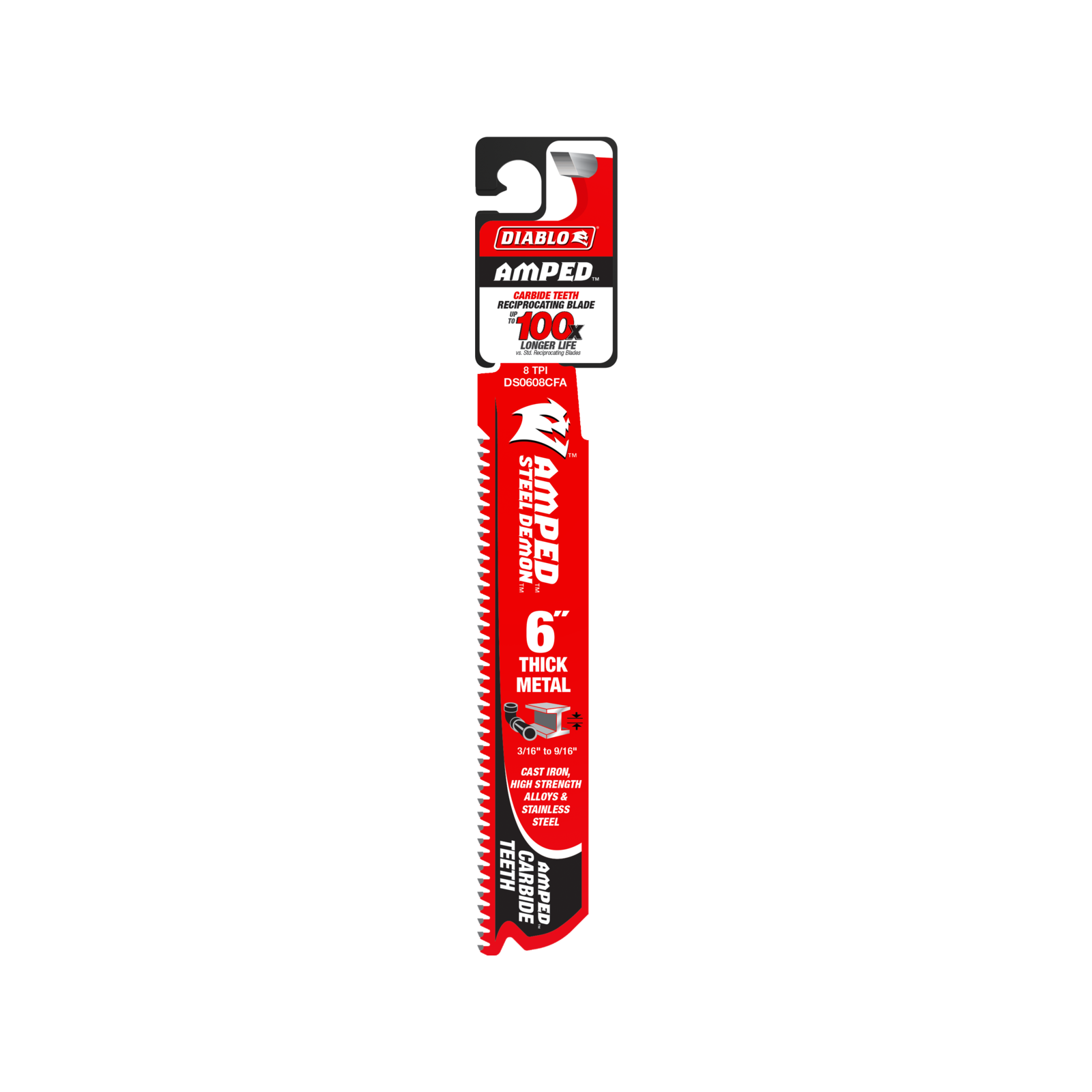 Diablo 6" Steel Demon Amped Carbide Reciprocating Blade for Thick Metal